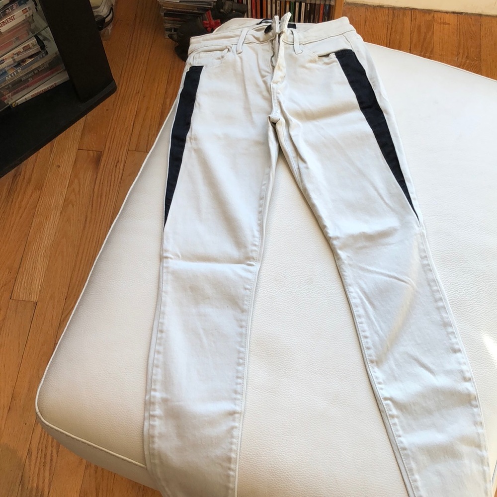 Joe’s khaki jeans with black accents